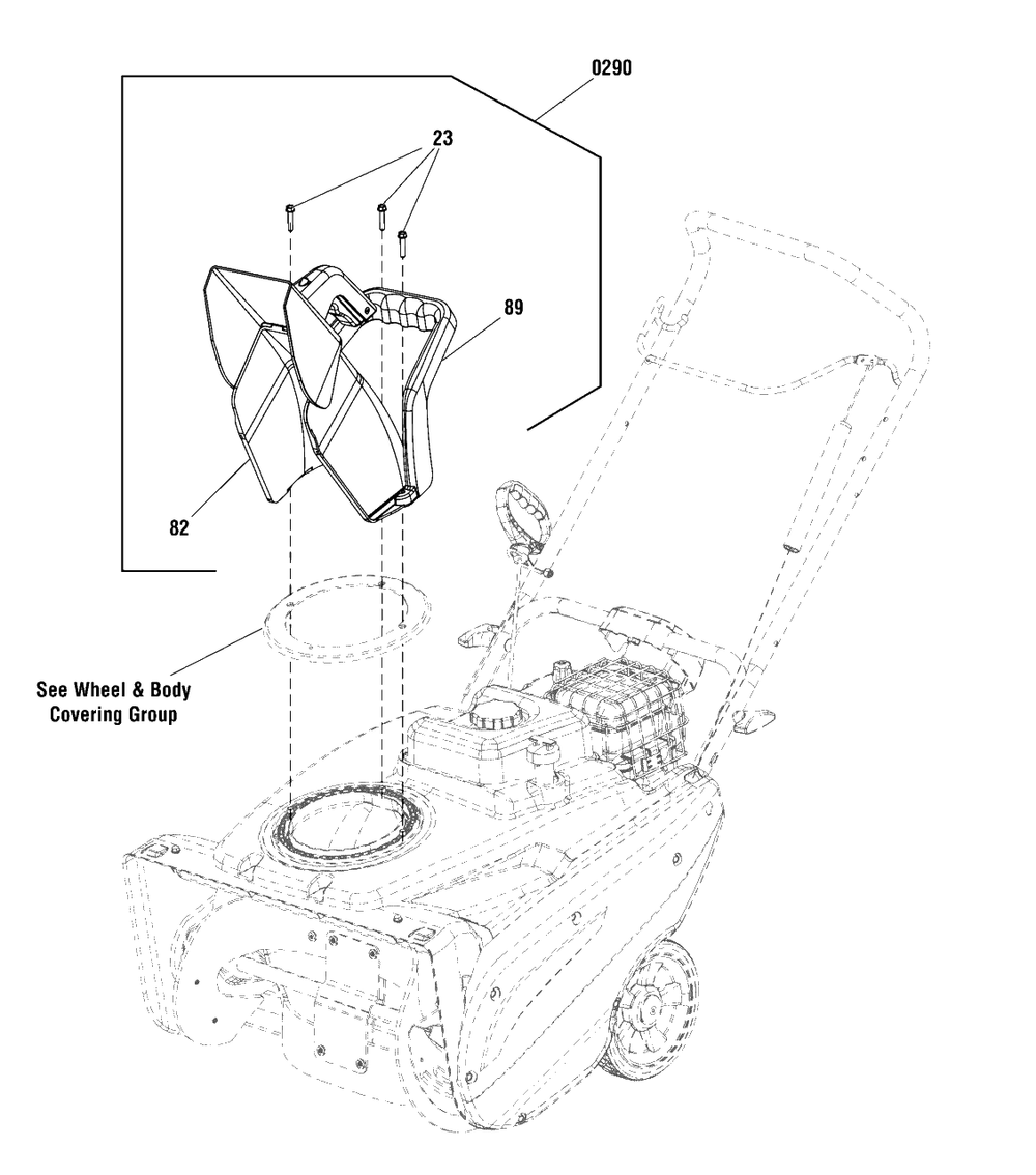 Chute Group - Manual Diagram and Parts List for SS22EL (1697350-00)(2020) Briggs and Stratton Snow Blower